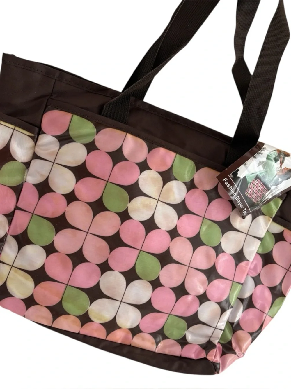 Fashion Diaper Tote - Brown & Pink Print